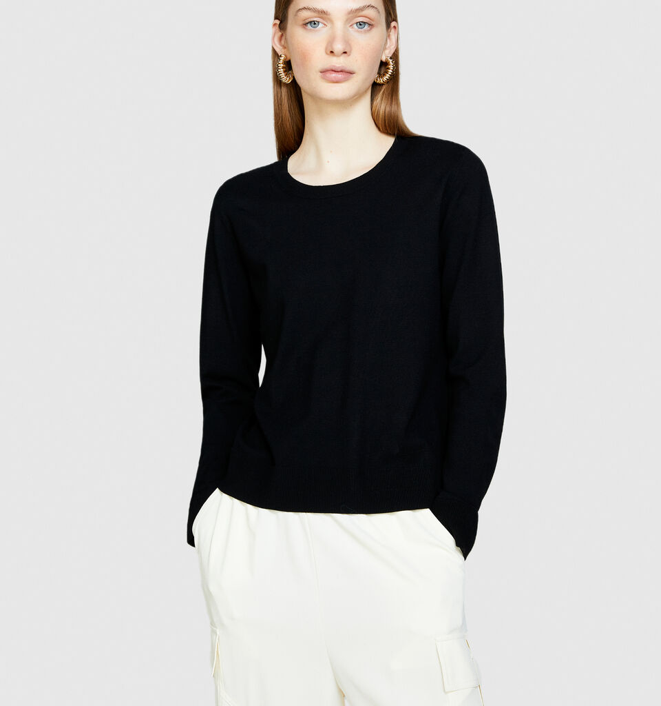 Solid colored sweater - women's crew neck sweaters - Black | Sisley image number 4